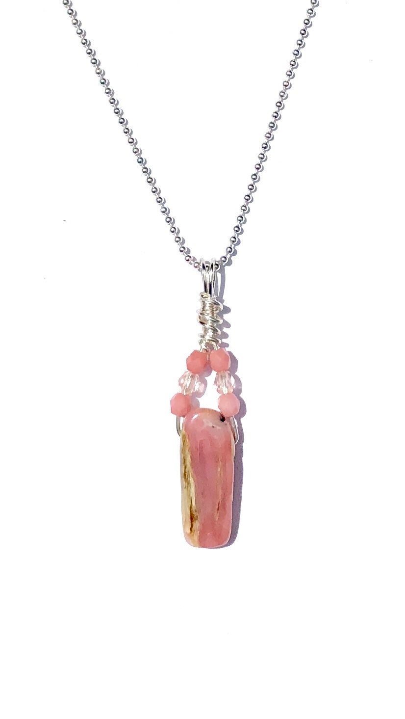 Peruvian Pink Opal Necklace Pink Opal Beaded Necklace Pink Necklace