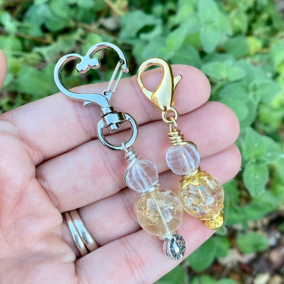 Citrine Purse Charms, Crystal Charms 