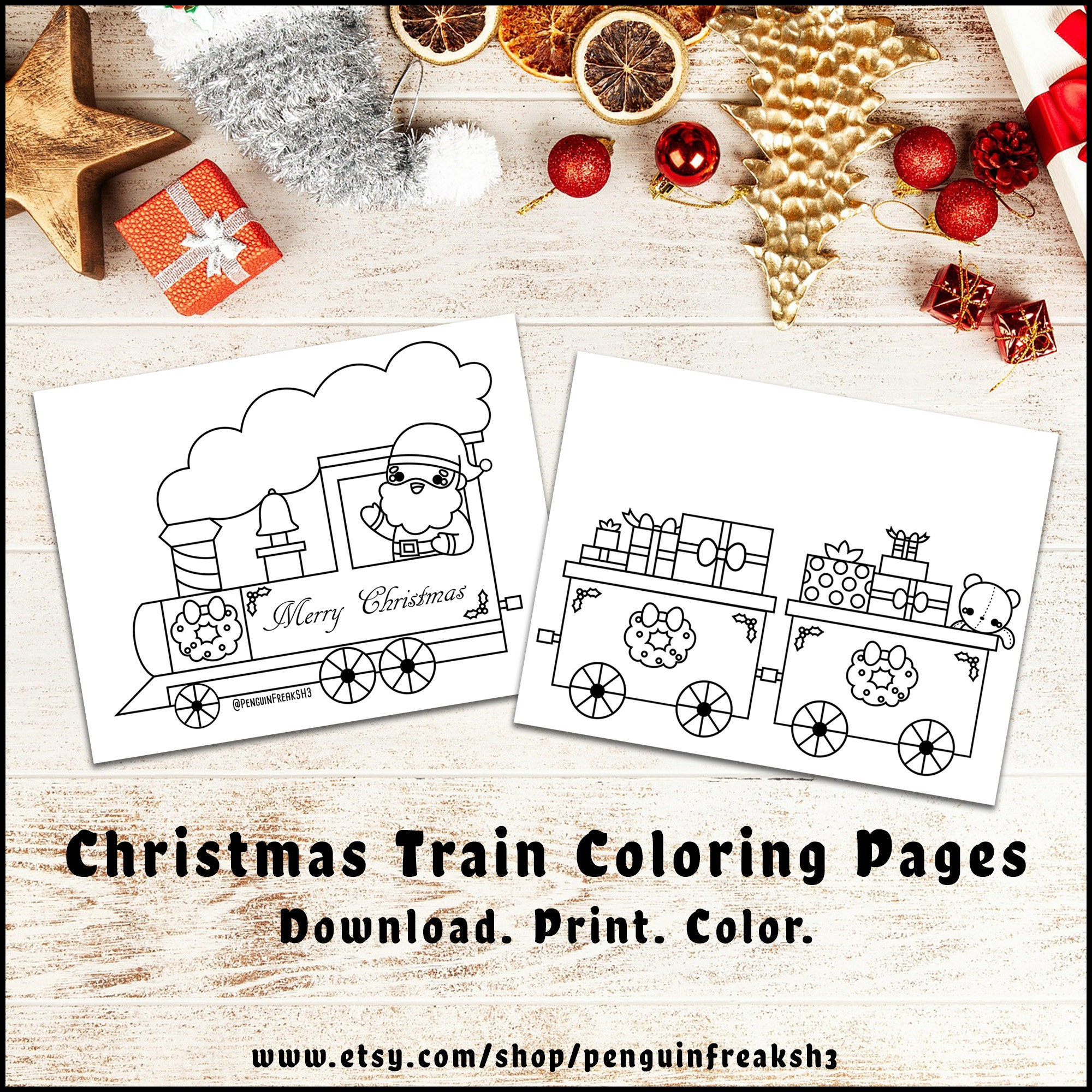 Coloring Pages Christmas Trains