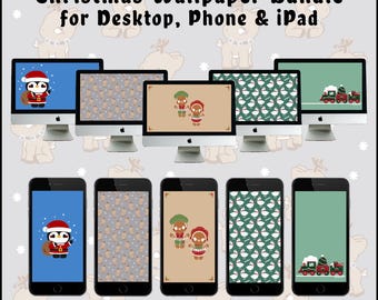 Christmas Holiday Desktop, Phone & iPad Wallpaper Background Bundle