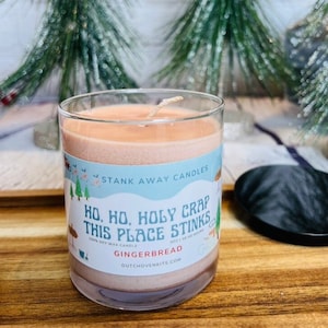 Ho Ho Holy Crap This Place Stinks Gingerbread Scented Candle |Stank Away Holiday Candle | Christmas Secret Santa Holiday White Elephant Gift