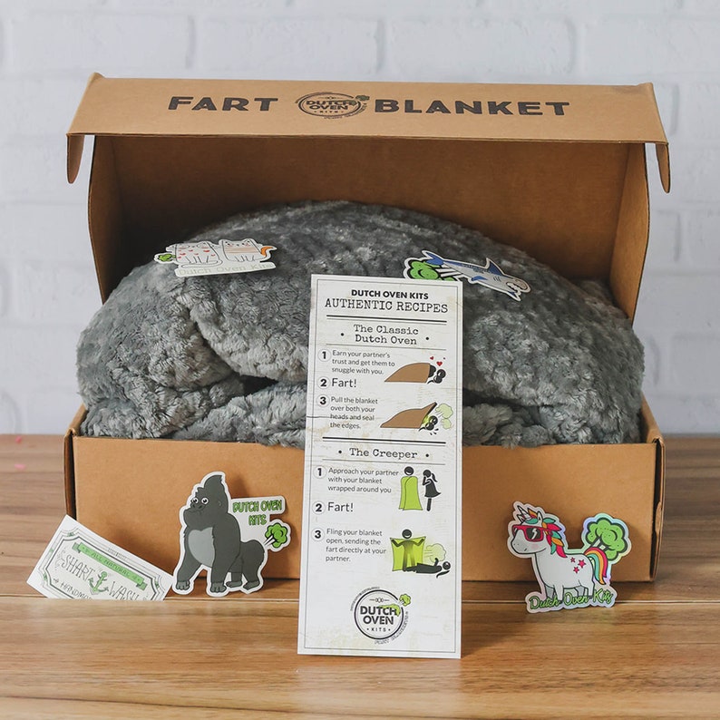 Fart Blanket Gift Box by Dutch Oven Kits | Funny Gift Box | Best Unique White Elephant Christmas and Birthday Gifts for Men Women Kids Teens 