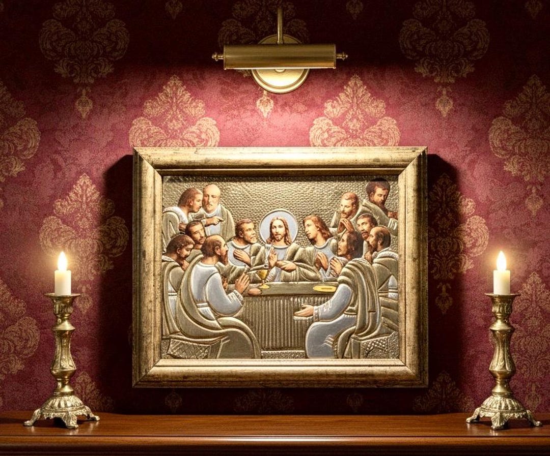 Rustic Last Supper Rustic Wood Frame With the Last Supper in Embossed Aluminum Beautifully ...