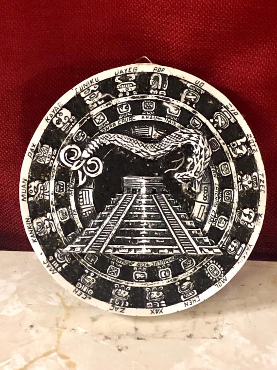Mayan Calendar With Pyramid & Feathered Serpent Wall Plaque - Etsy
