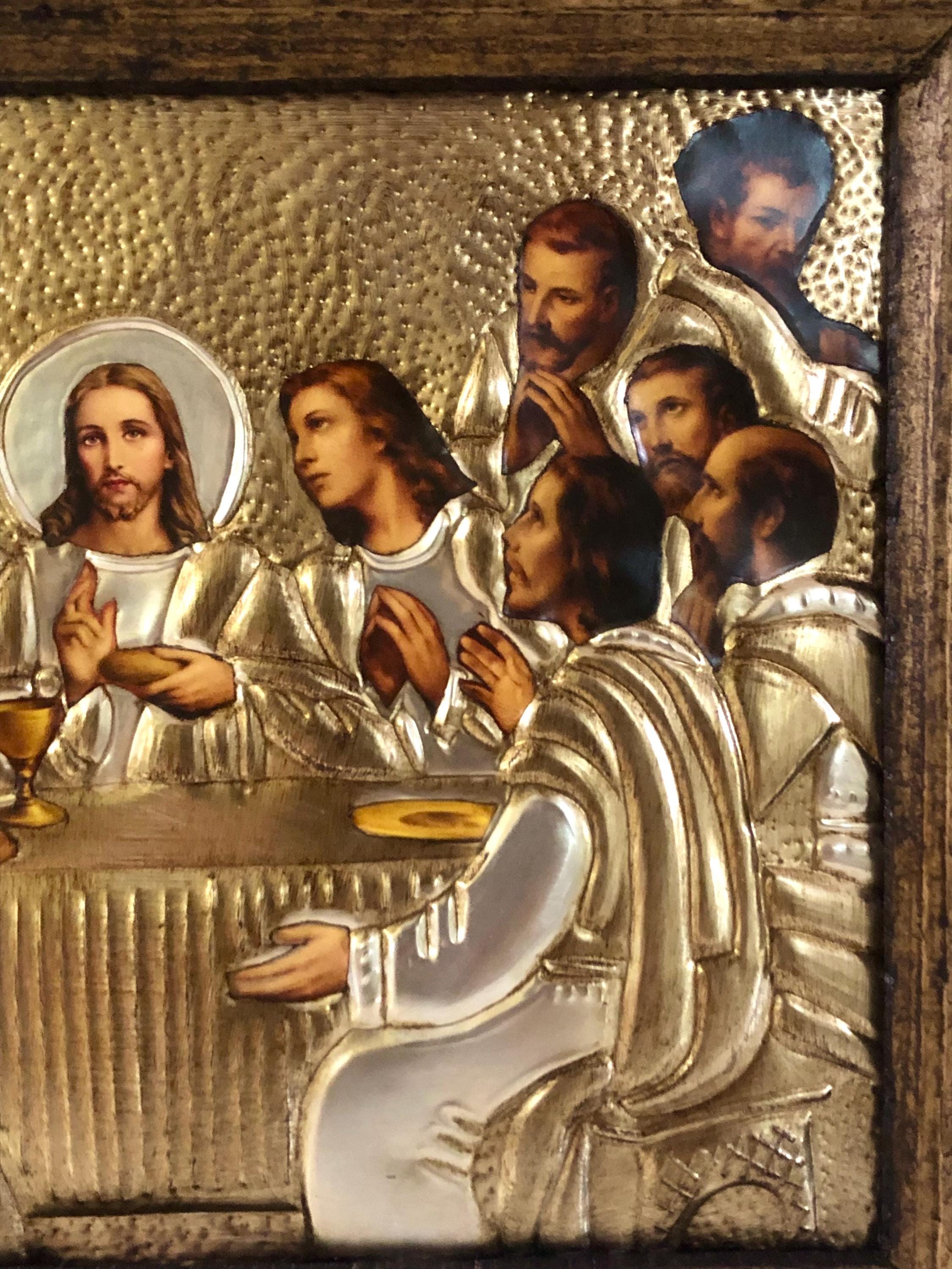 Rustic Last Supper Rustic Wood Frame With the Last Supper in Embossed Aluminum Beautifully ...