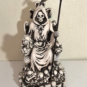 Santa Muerte in Throne Figurine Stained