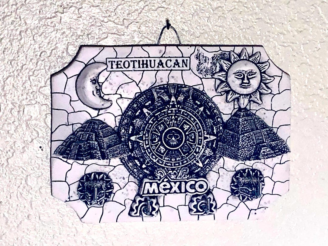 Aztec Calendar With Pyramids of the Sun & Moon and Feathered Serpent ...