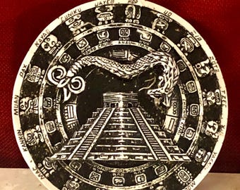Mayan Calendar With Pyramid & Feathered Serpent Wall Plaque - Etsy