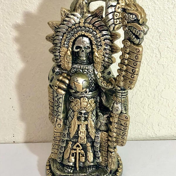 Santa Muerte in Silver & Gold Figurine