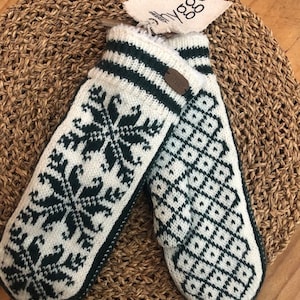 Nordic Scandinavian Wool Knitted Fleece Lined Merino Wool Fair Trade Mittens