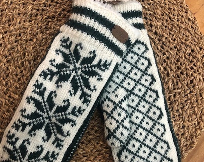 Nordic Scandinavian Wool Knitted Fleece Lined Merino Wool Fair Trade Mittens