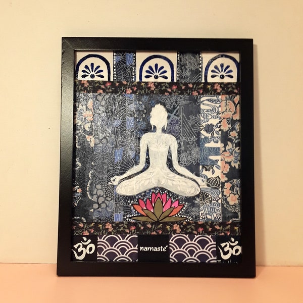 Original Mixed Media Collage, Namaste