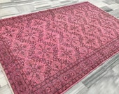 nurserey rugs,eclectic oversize rug,Oushak large rug, 9 39 7x6 39 1feet,turkhis rug,dark pink,vintage rug,aztec rug,child room rug,kilim,wool rug