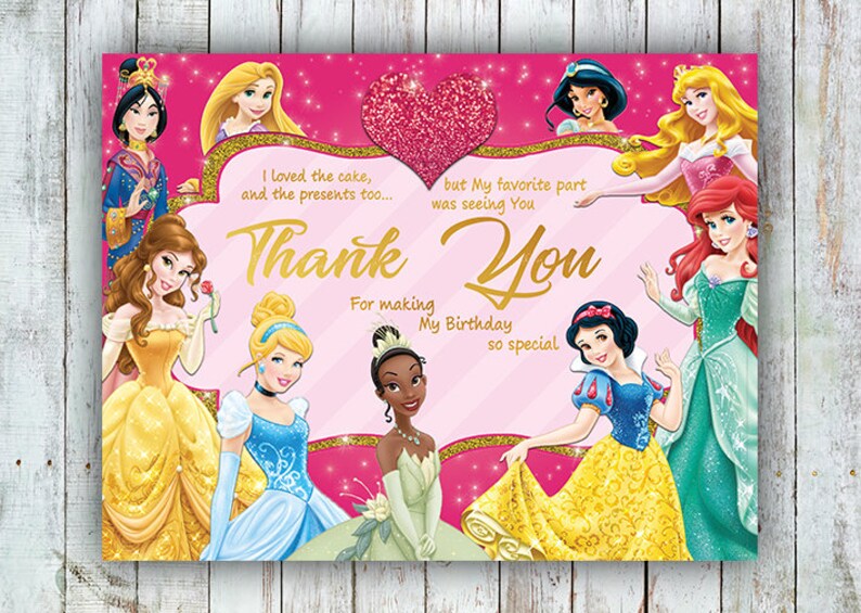 Disney Princess thank you card Princess thank you card Etsy