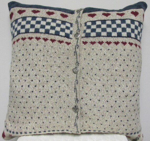 Handmade Upcycled Wool Sweater Throw Pillow Etsy