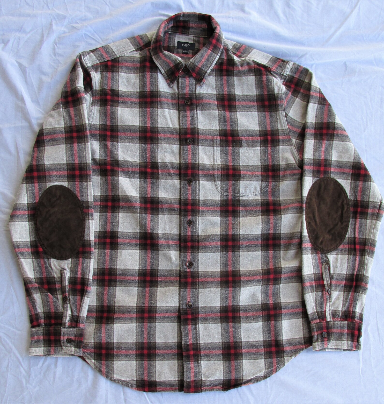 J. Crew Men's Cotton Flannel Shirt with Elbow Patches Size Etsy