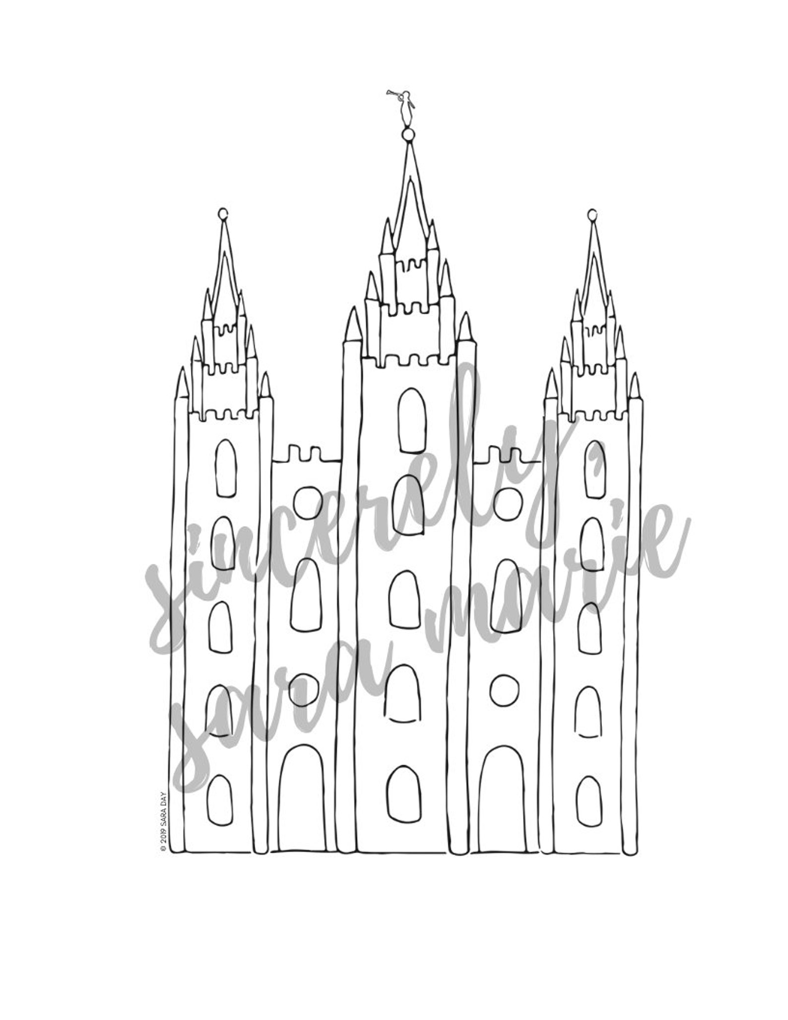 Salt Lake Temple Coloring Page &amp; Digital Print - Etsy