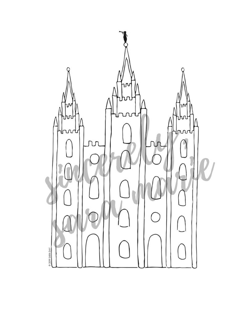 Salt Lake Temple Coloring Page &amp; Digital Print - Etsy