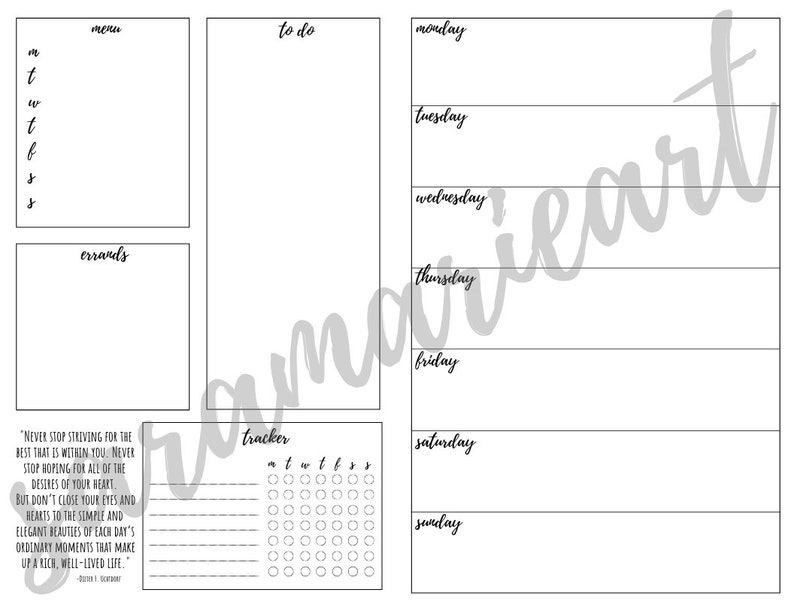 Printable Planner Pages With Health &amp; Fitness Trackers - Etsy