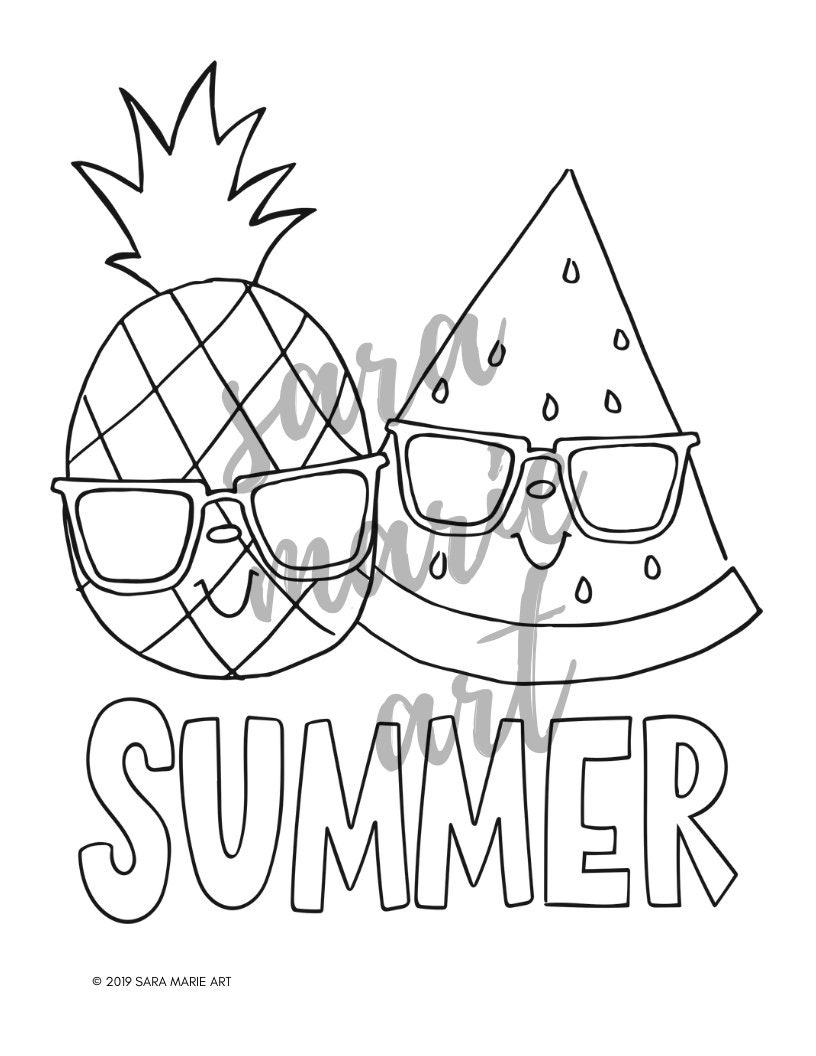 Summer Coloring Page - Etsy