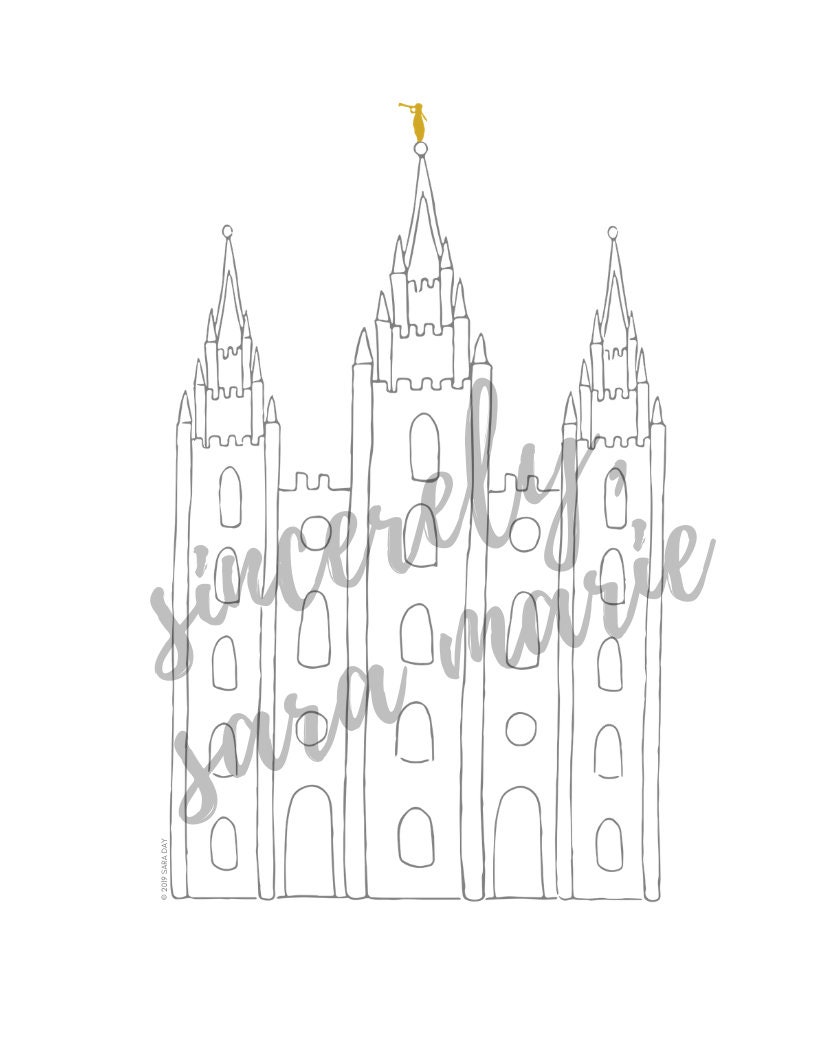 Salt Lake Temple Coloring Page And Digital Print Etsy