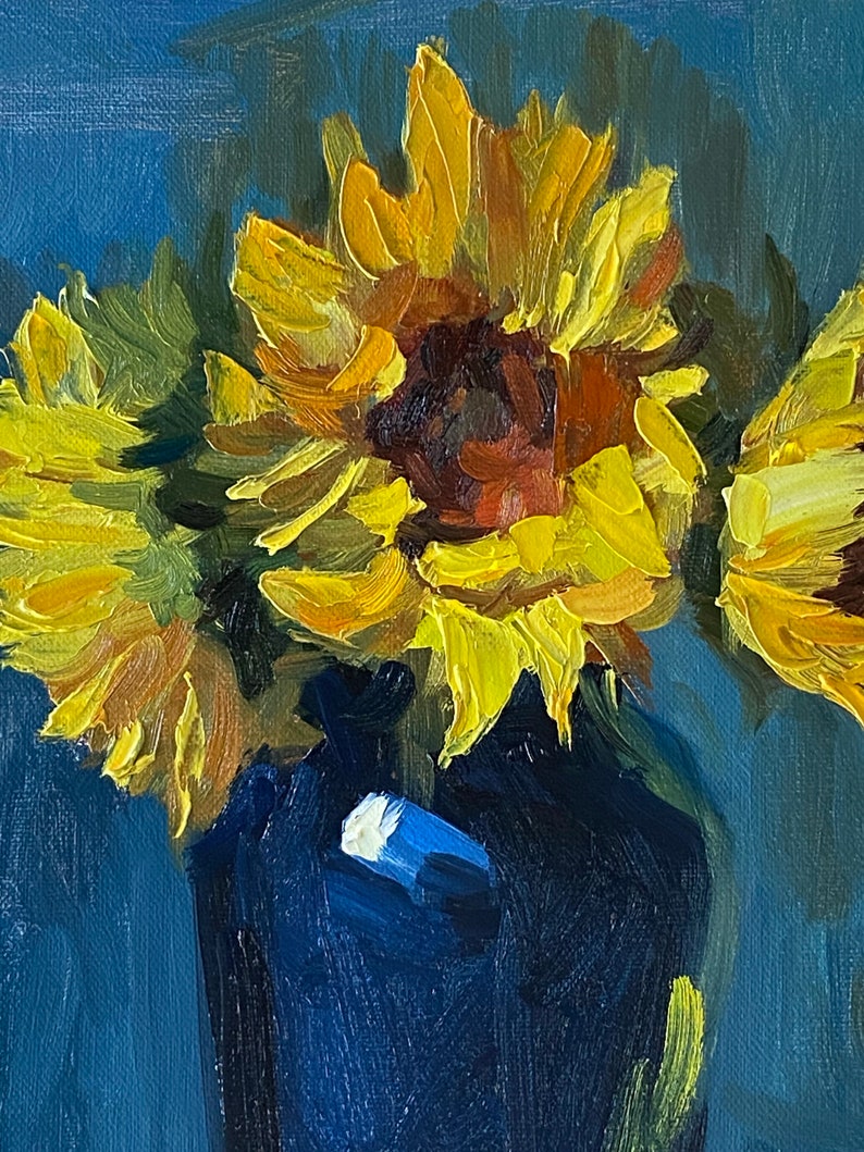 Original oil painting still life Sunflower painting small size