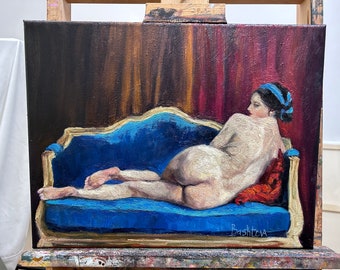 Oil Painting portrait Woman nude,Home decor, Gift  Art wall decor Figurative female painting