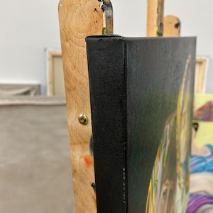 Retrato al óleo original de dos mujeres con pañuelos coloridos en la cabeza. Arte realista. imagen 10