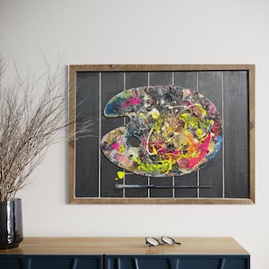 Original Artist Paint Palette Wall Art – Studio Artifact, Framed Painter Gift, Atelier Decor