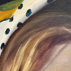 Retrato al óleo original de dos mujeres con pañuelos coloridos en la cabeza. Arte realista. imagen 8