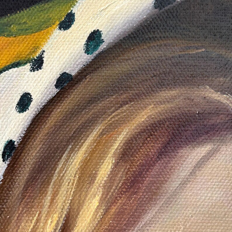 Retrato al óleo original de dos mujeres con pañuelos coloridos en la cabeza. Arte realista. imagen 8