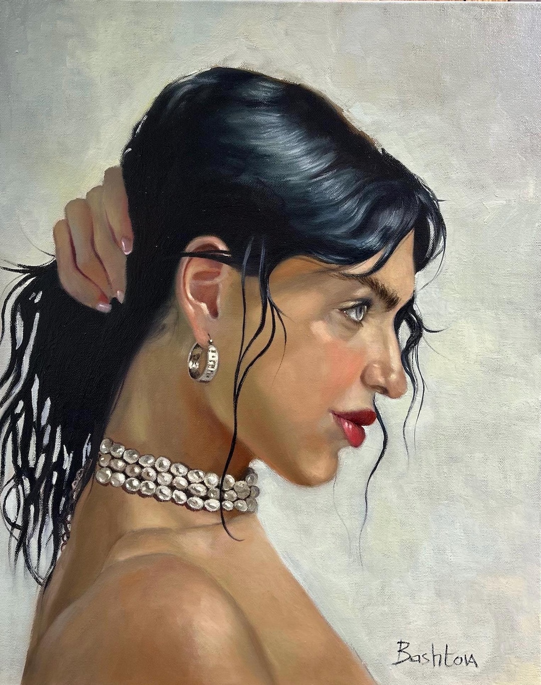 Original Oil Painting Woman Portrait, Realistic Female Canvas Wall Art ...