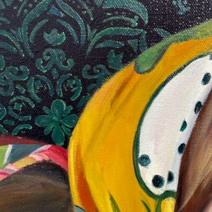 Retrato al óleo original de dos mujeres con pañuelos coloridos en la cabeza. Arte realista. imagen 19