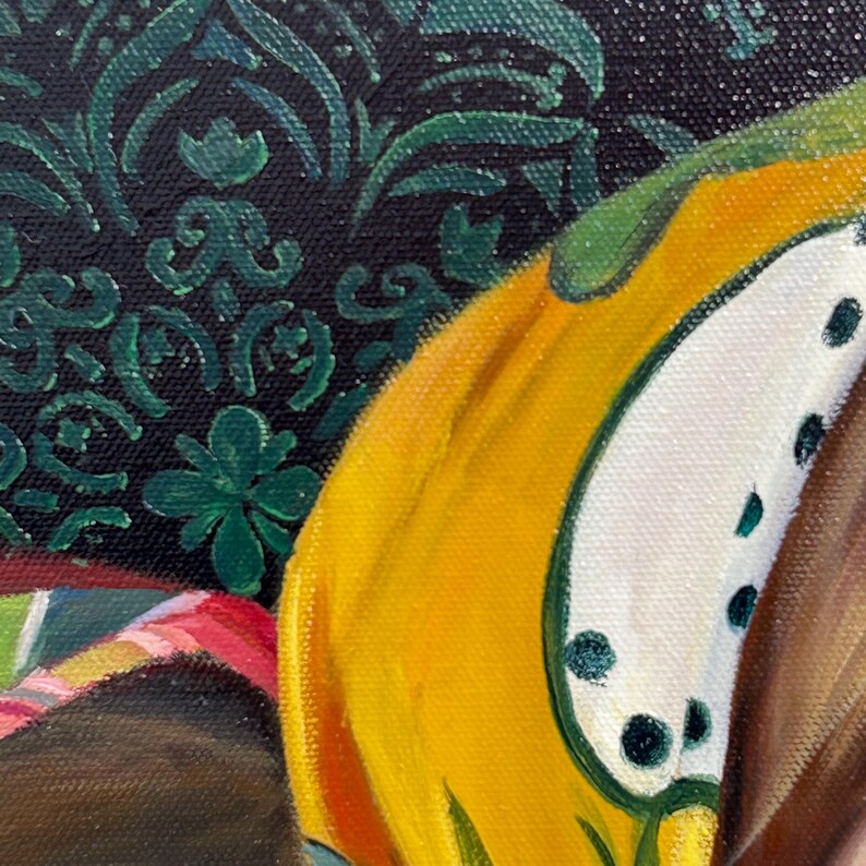 Retrato al óleo original de dos mujeres con pañuelos coloridos en la cabeza. Arte realista. imagen 19