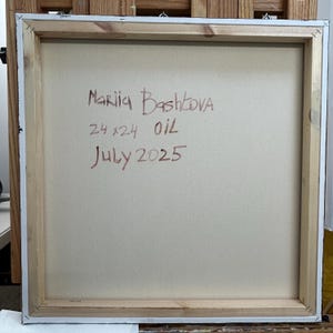 Retrato al óleo original de dos mujeres con pañuelos coloridos en la cabeza. Arte realista. imagen 16