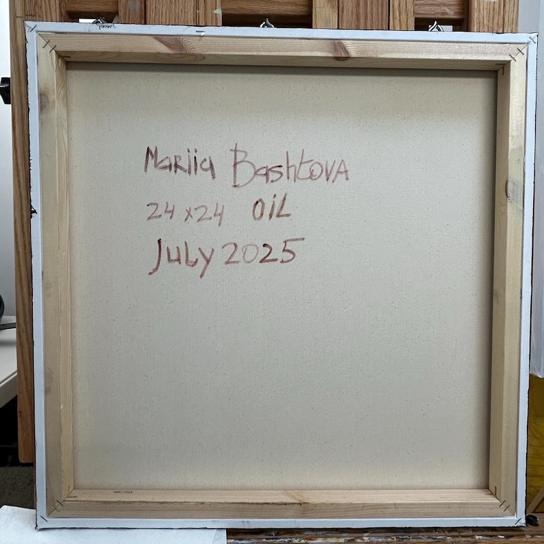 Retrato al óleo original de dos mujeres con pañuelos coloridos en la cabeza. Arte realista. imagen 16