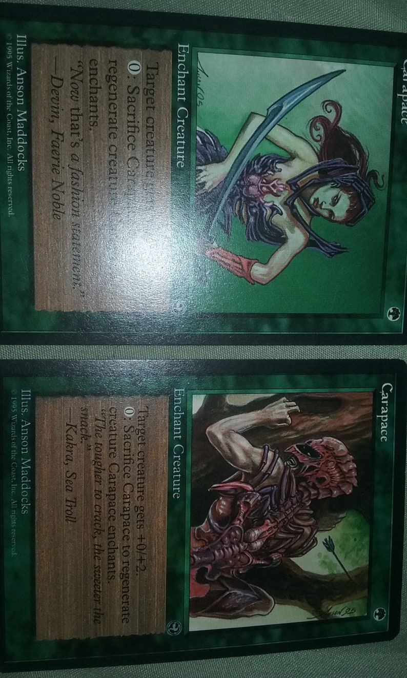 MTG Carapace Green Enchant Creature Card Excellent Condition Etsy