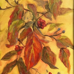 Dogwood Leaves Turning, original plein air painting, 9 x 12 inches