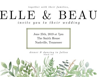 Greenery Invitation Suite Custom