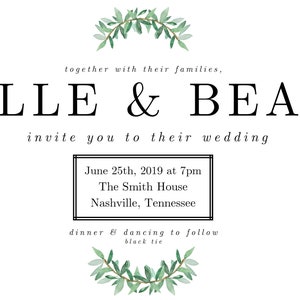Laurel Monogram Invitation Suite Custom