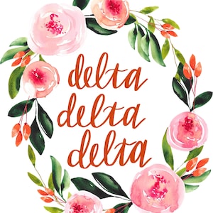 Delta Delta Delta Sorority Floral Printable