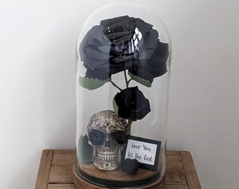 Paper Rose Skull Dome – Gothic/Halloween/Spooky Personalized Handcrafted Gift