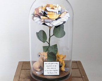 Lion King Rose in a dome - Paper Anniversary/Birthday/Mother's Day/Wedding Decor/Gift
