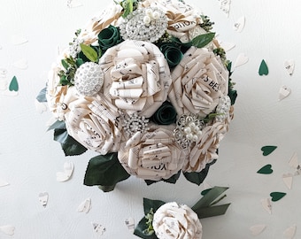 Music Roses and Brooches Paper Wedding Bouquet/Artificial Flowers