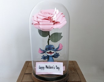 Stitch and Lilo Paper Rose Dome – Upcycled Disney Gift