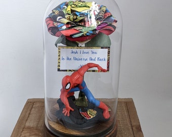 Personalized Marvel Comic Book Paper Rose Dome - Superhero Gift