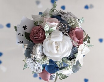 Alice In Wonderland Paper Wedding Bouquet/Buttonholes/Bridesmaid Bouquet/MOTB/G Flowers