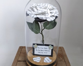 Personalized First Dance Paper Rose – Anniversary Gift Dome