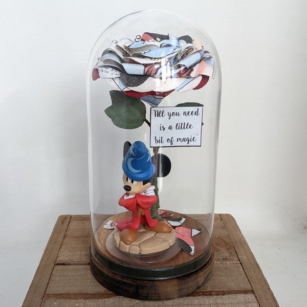 Mickey Mouse Rose in a Dome Gift - Valentine's/Anniversary/Birthday/Christmas/Wedding Decor/Gift