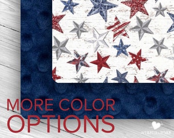 Custom Weighted Blanket for Adult or Teen, Lead-free Glass Microbeads (PATTERN: Embossed Minky & Stars Flannel)